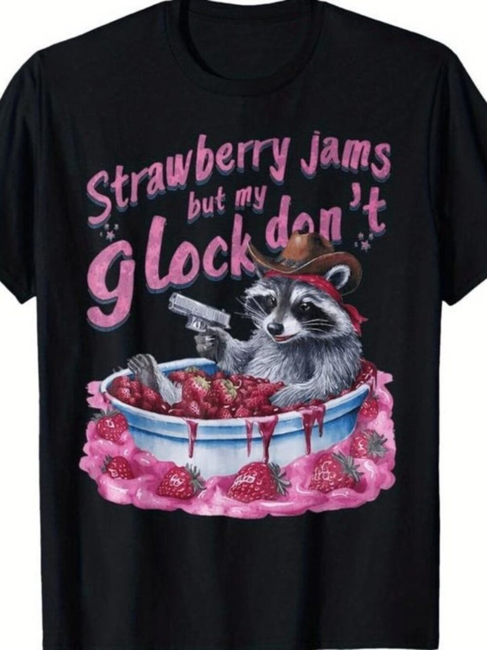 Cowboy Raccoon Strawberry Jam T-shirt, Funny Western Tee